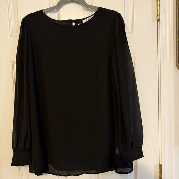 Zenana Long Sleeve Black Blouse | Pearl Accents | NWT | Size Small - Picture 1 of 5